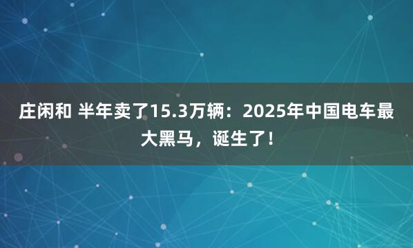 莊閑和 半年賣了15.3萬輛：2025年中國電車最大黑馬，誕生了！
