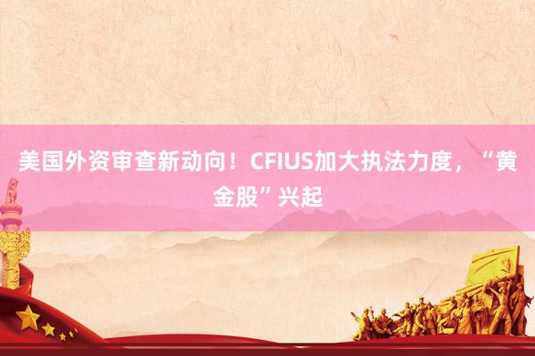美國外資審查新動向!CFIUS加大執法力度,“黃金股”興起