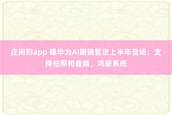 莊閑和app 曝華為AI眼鏡暫定上半年登場：支持拍照和音頻，鴻蒙系統