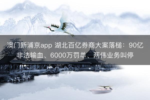澳門(mén)新浦京app 湖北百億券商大案落槌：90億非法輸血、6000萬(wàn)罰單、兩偉業(yè)務(wù)叫停