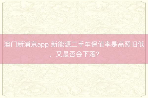 澳門新浦京app 新能源二手車保值率是高照舊低，又是否會下落?